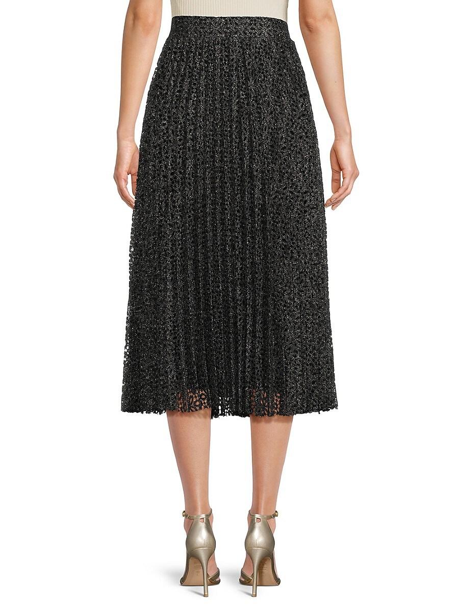 Ba sh Camille Metallic Pleated Knee Length Skirt in Black Lyst UK