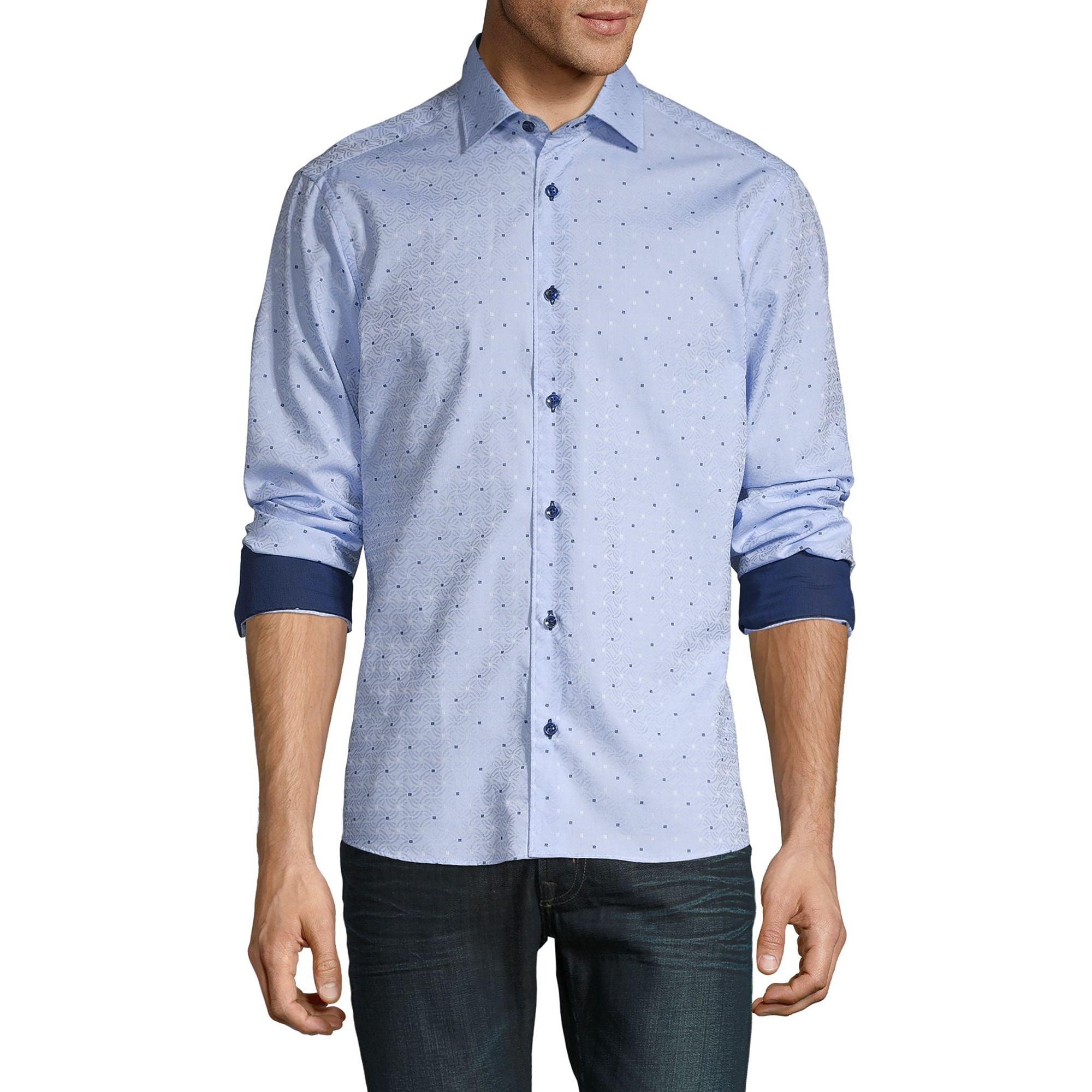 Bertigo Cotton Printed High-low Shirt in Blue for Men - Lyst