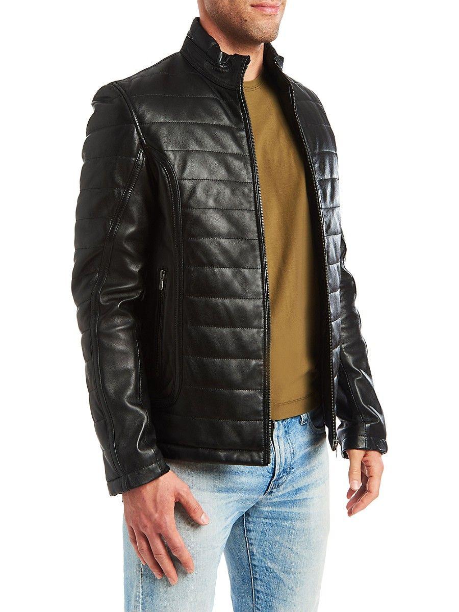 PINOPORTE Dino Stand Collar Leather Jacket in Black for Men | Lyst
