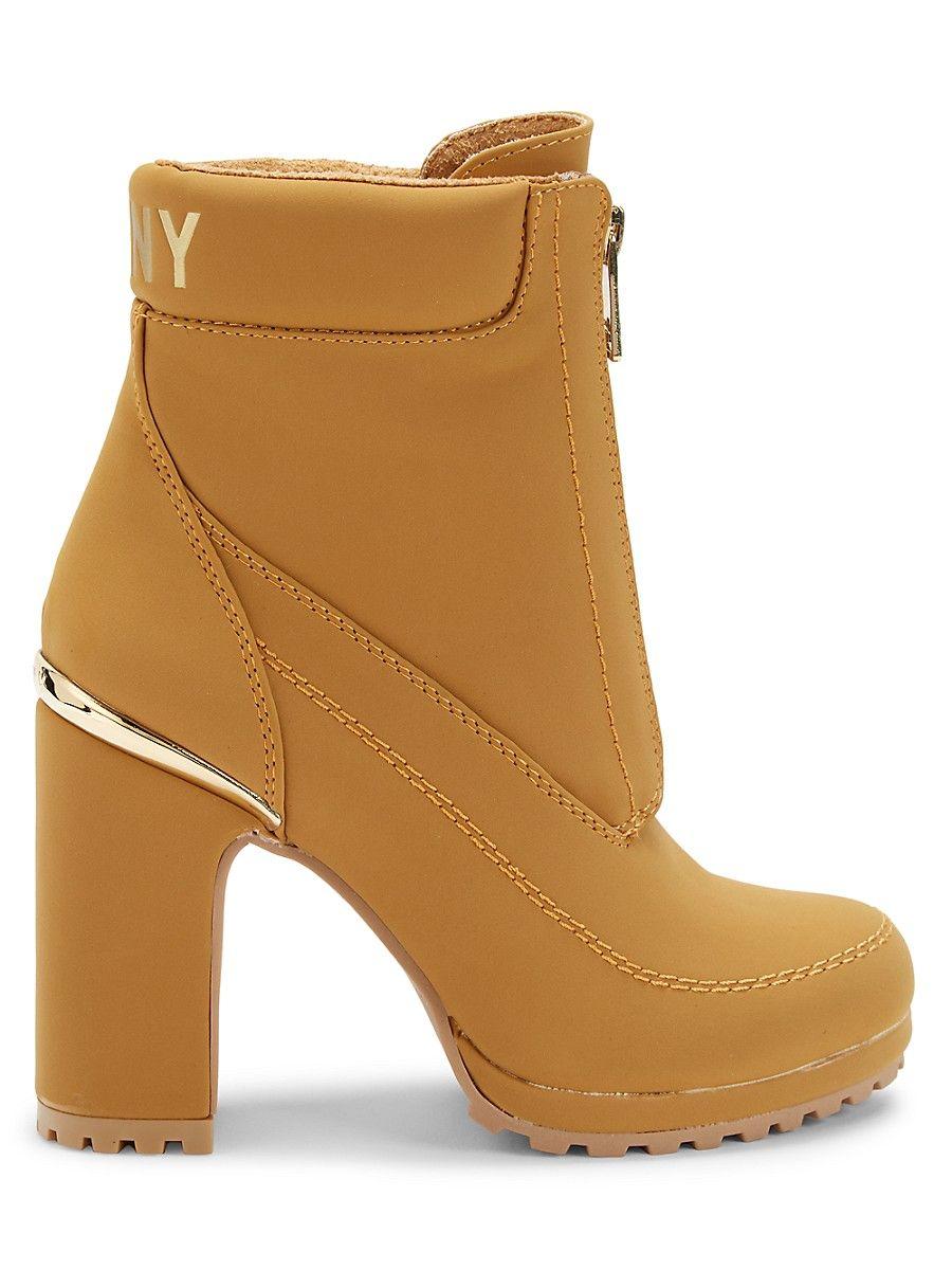 St. John Dkny Logan Logo Ankle Boots in Brown | Lyst
