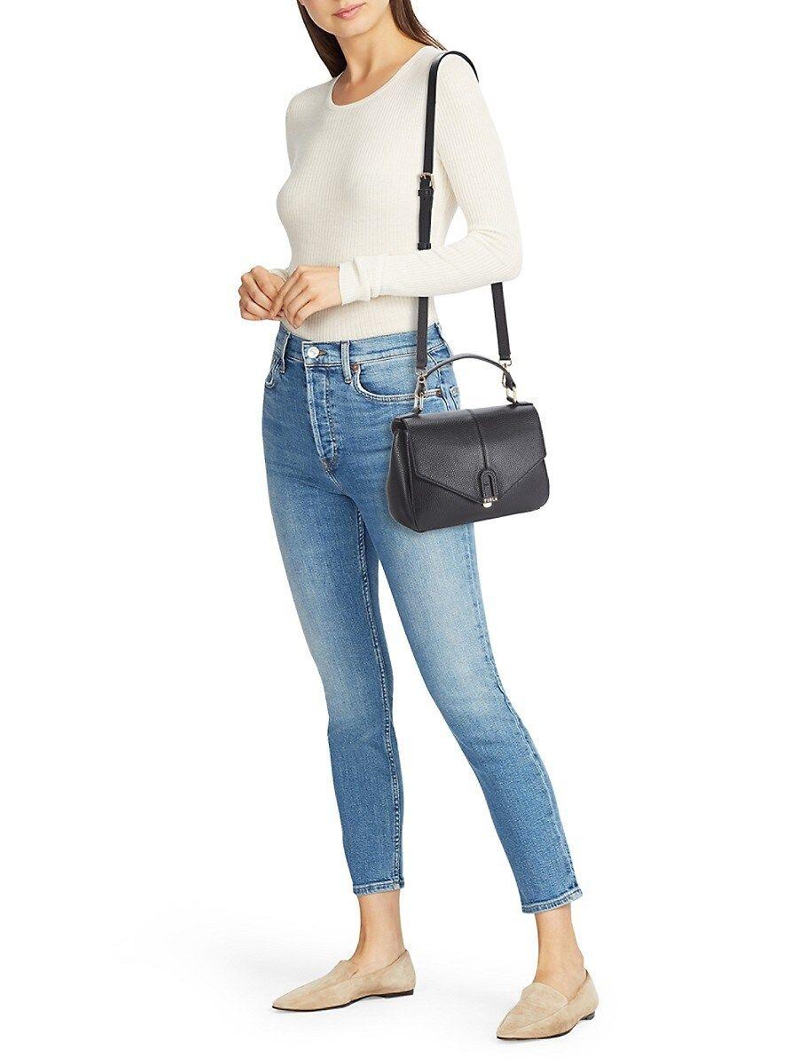 Furla Dafne Leather Satchel in Black | Lyst