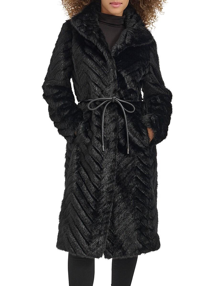Kenneth Cole Faux Leather Trim Coat in Black Lyst UK