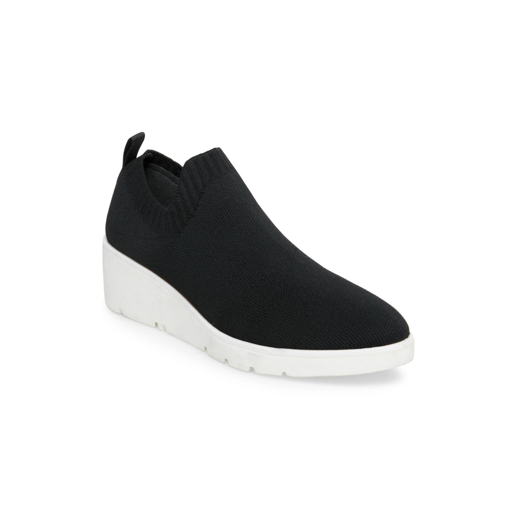 Steven by Steve Madden Leather Bell Slip-on Wedge Sneakers in Black - Lyst