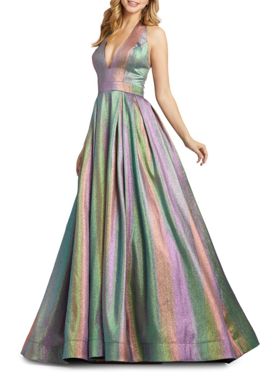 Mac Duggal Synthetic Women's Halterneck Rainbow Ball Gown - Rainbow  Multicolor - Size 14 in Green | Lyst Canada