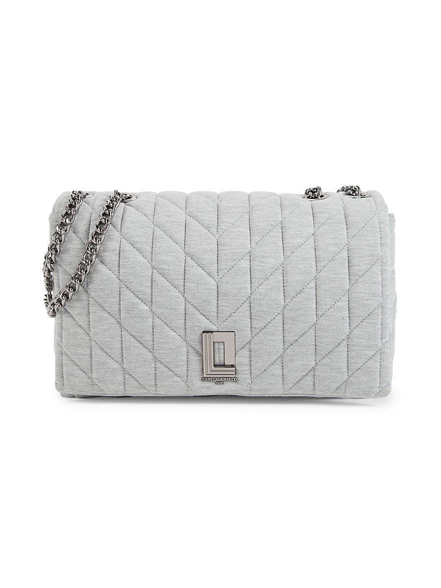 Karl Lagerfeld Large Quilted Crossbody Bag in Gray