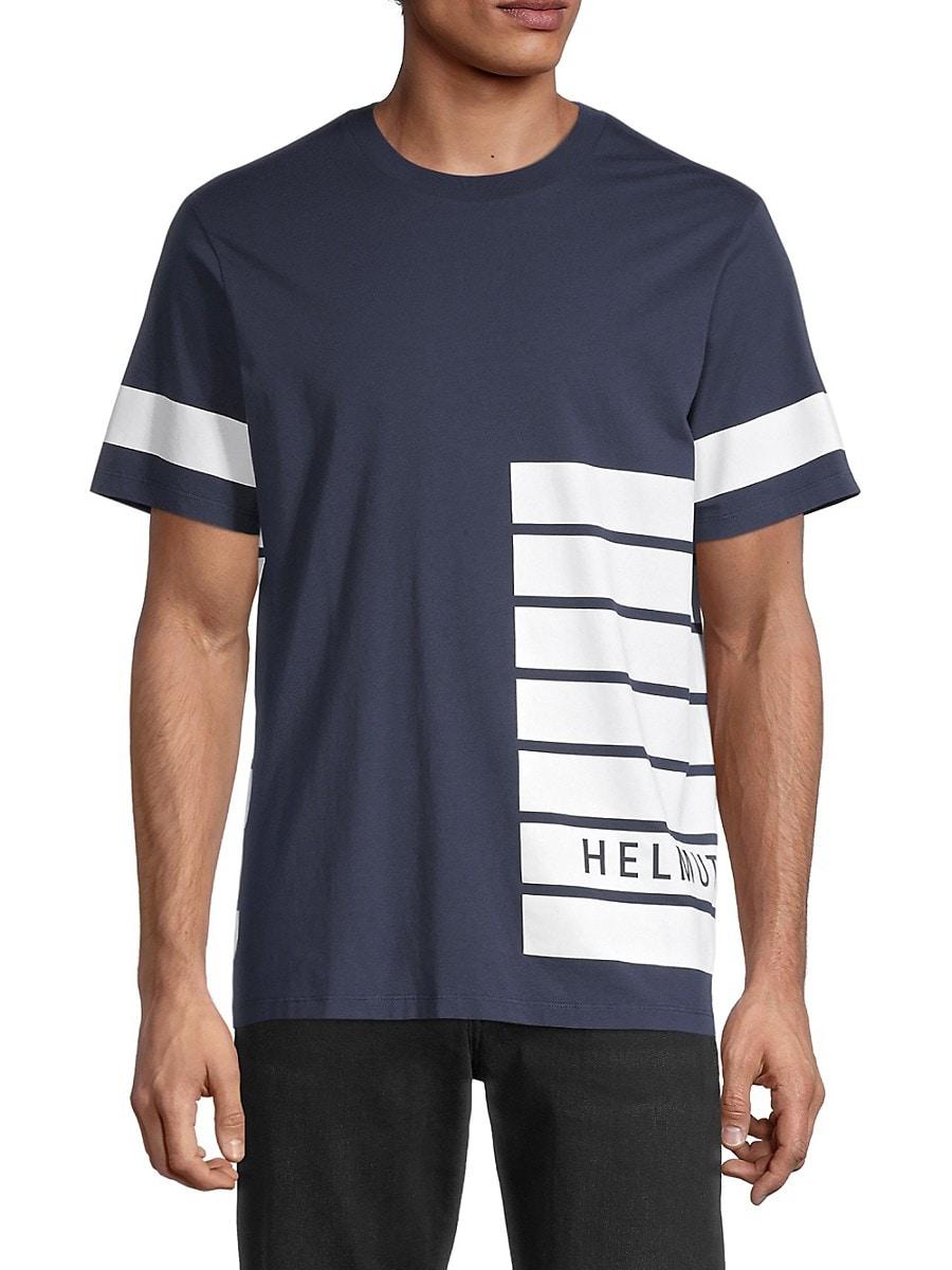Helmut Lang Striped Logo T-shirt in Blue for Men | Lyst