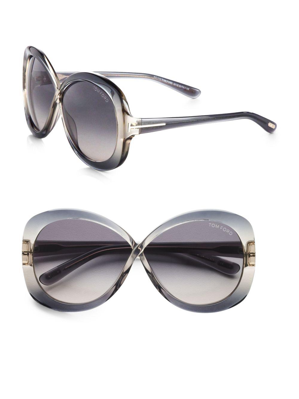 Tom Ford Margot Oversized Round Crossover Butterfly Sunglasses in Gray ...