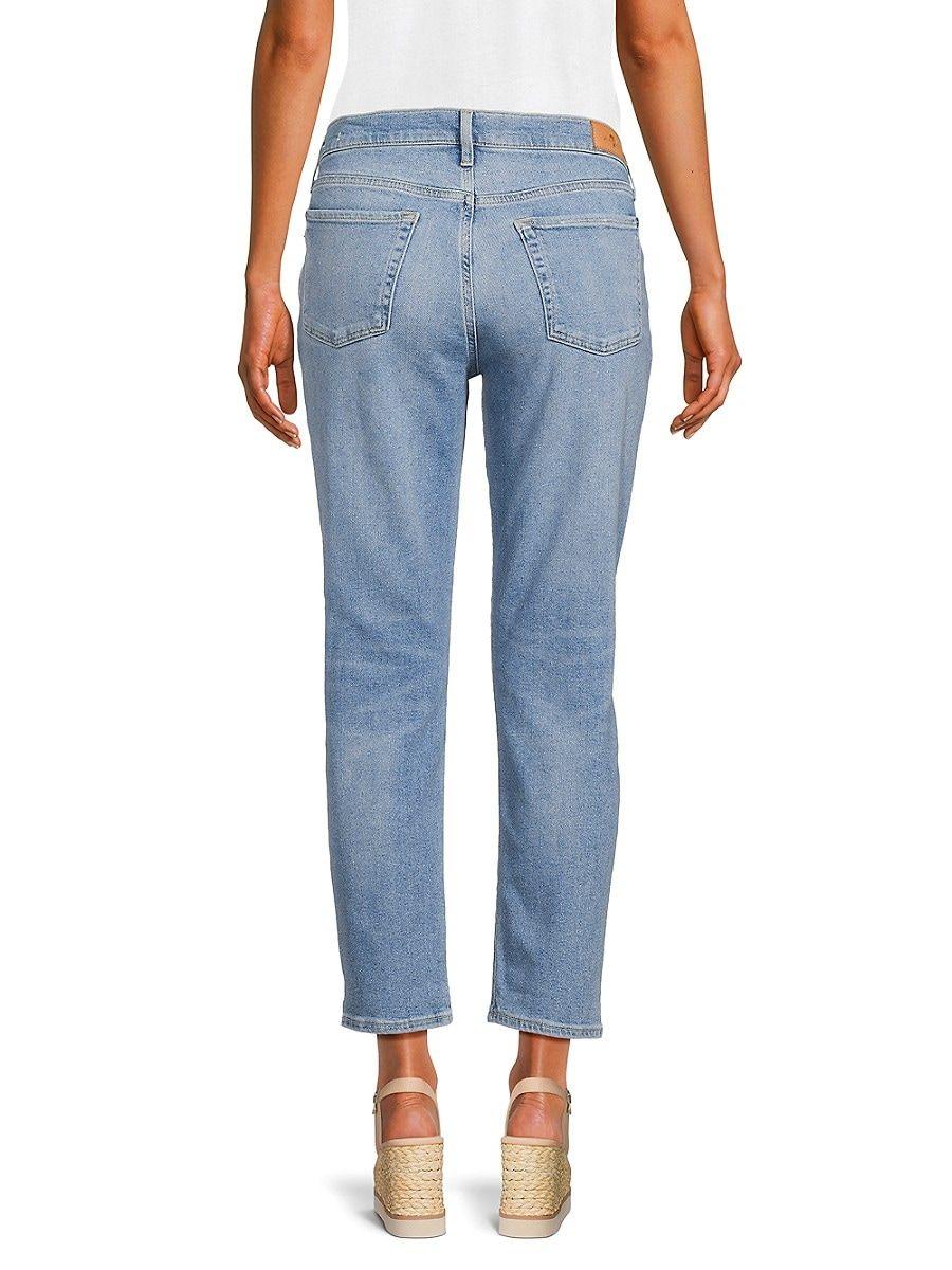 7 For All Mankind Josefina High Rise Cropped Jeans in Blue | Lyst