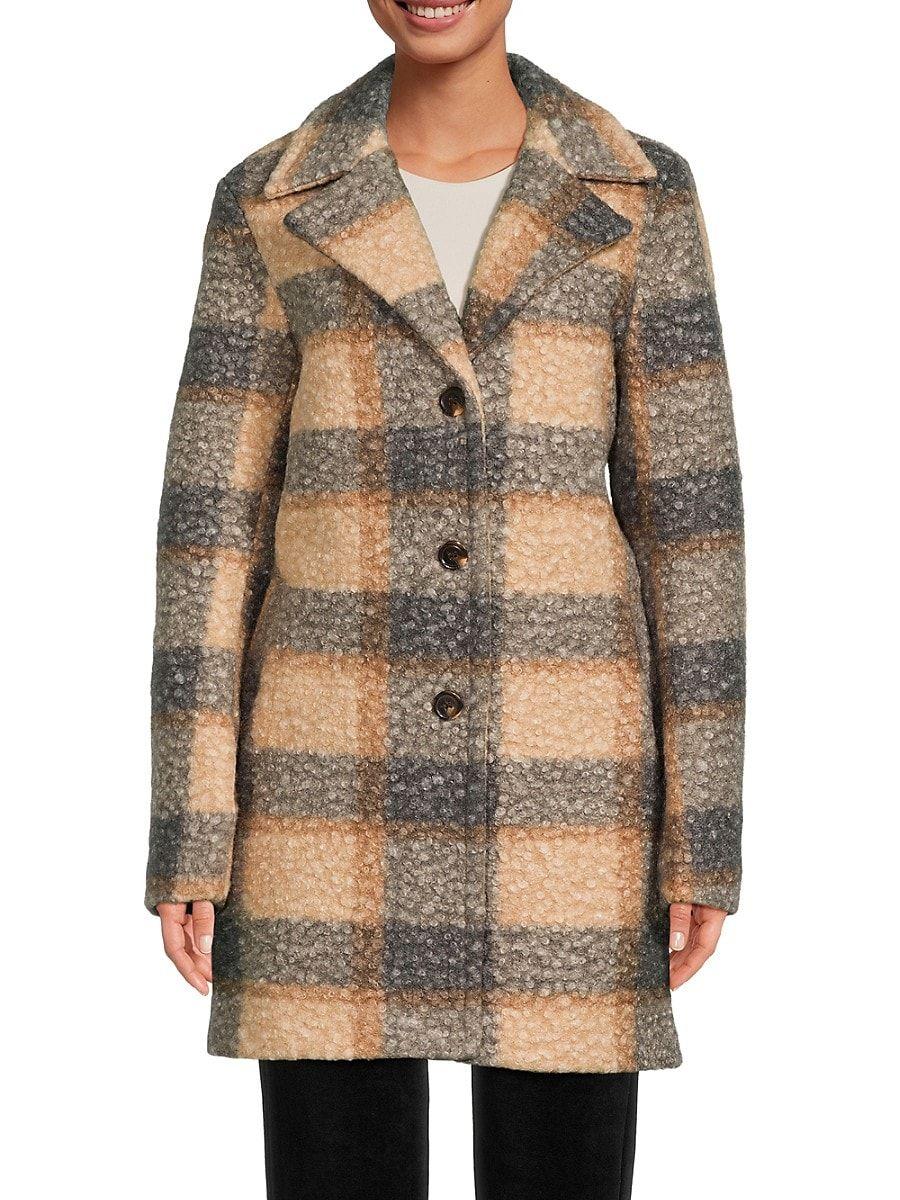 Kensie plaid store cocoon coat