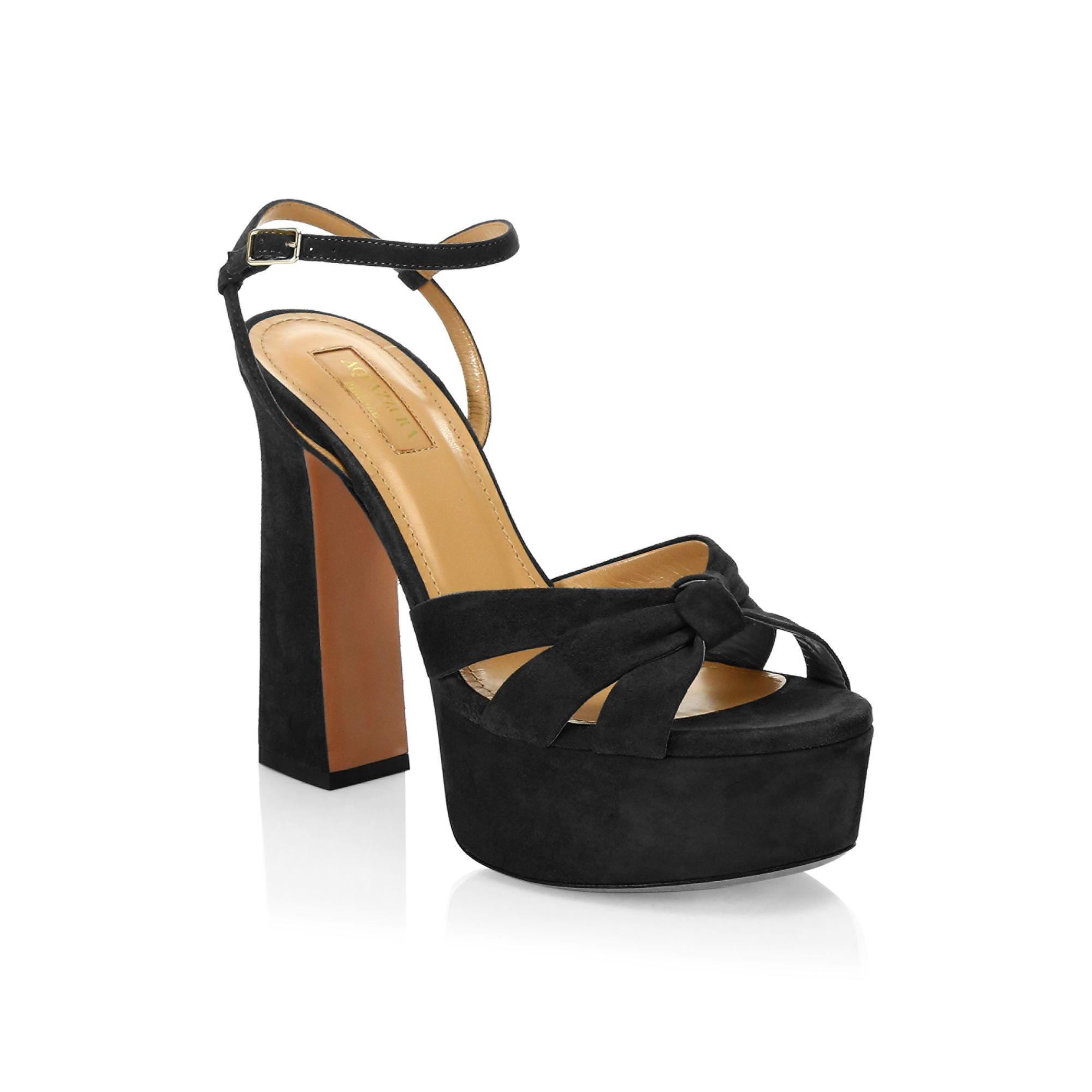 Aquazzura Baba Suede Platform Sandals In Black Lyst