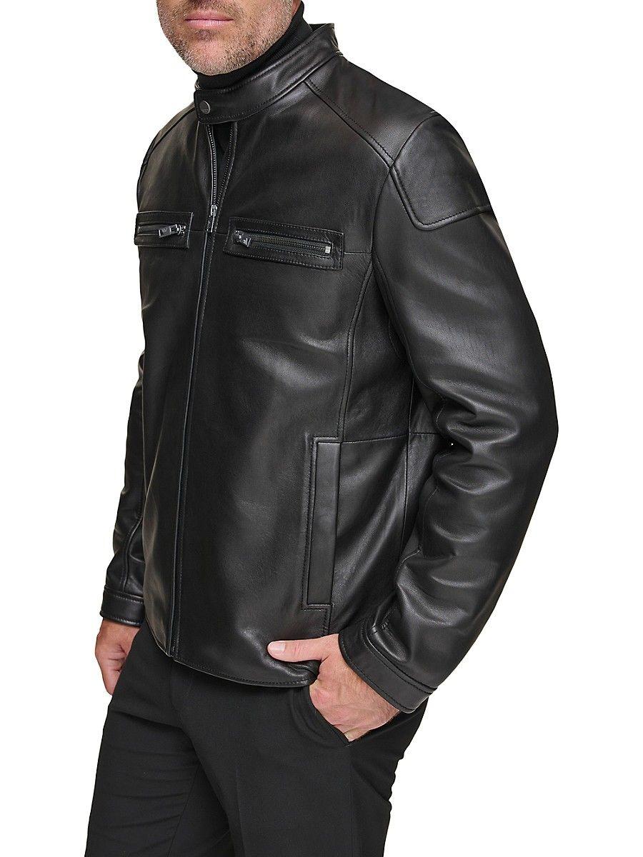 Andrew Marc Bantam Leather Moto Jacket in Gray for Men Lyst