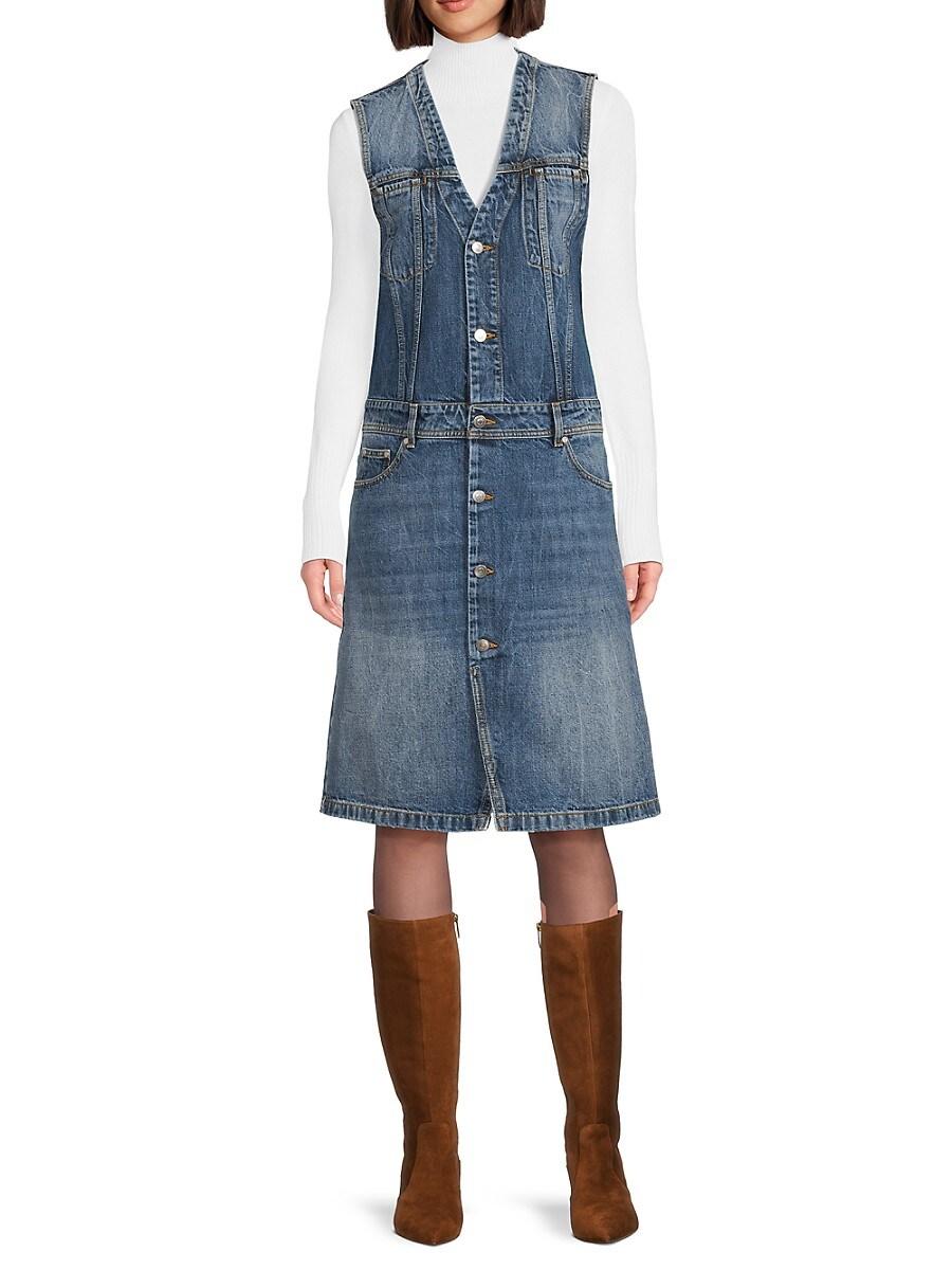 【Stella McCartney】 Denim maxi dress Lace-trimmed denim maxi dress in black - Stella Mc Cartney