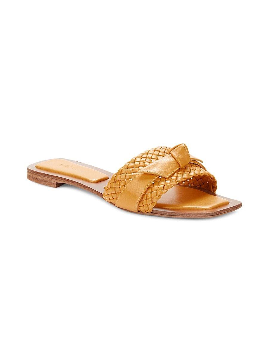 Alexandre Birman Clarita Woven Leather Flat Sandals in Metallic | Lyst