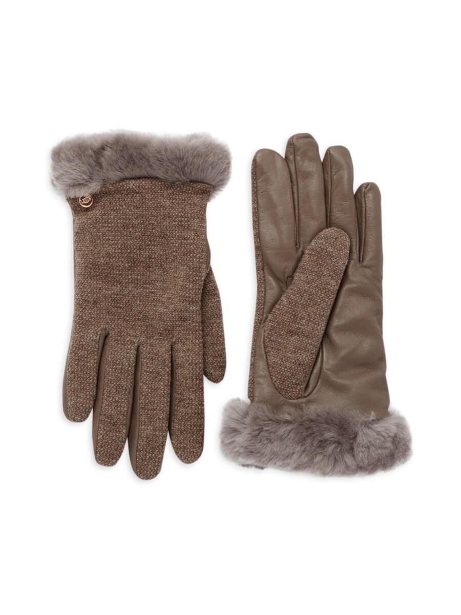 UGG Mixed Media Faux Fur & Shearling-trimmed Gloves - Lyst