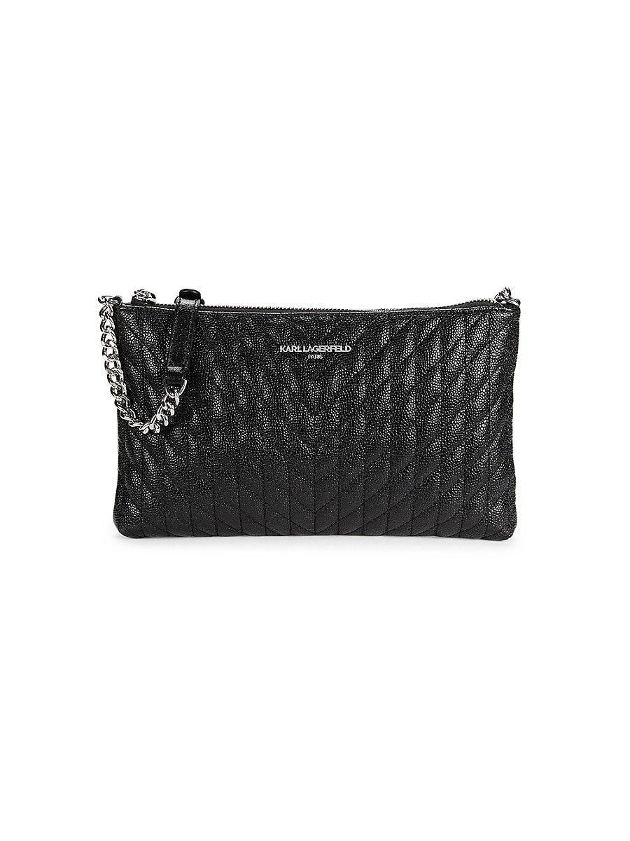 Karl Lagerfeld Karolina Quilted Leather Crossbody Bag in Black