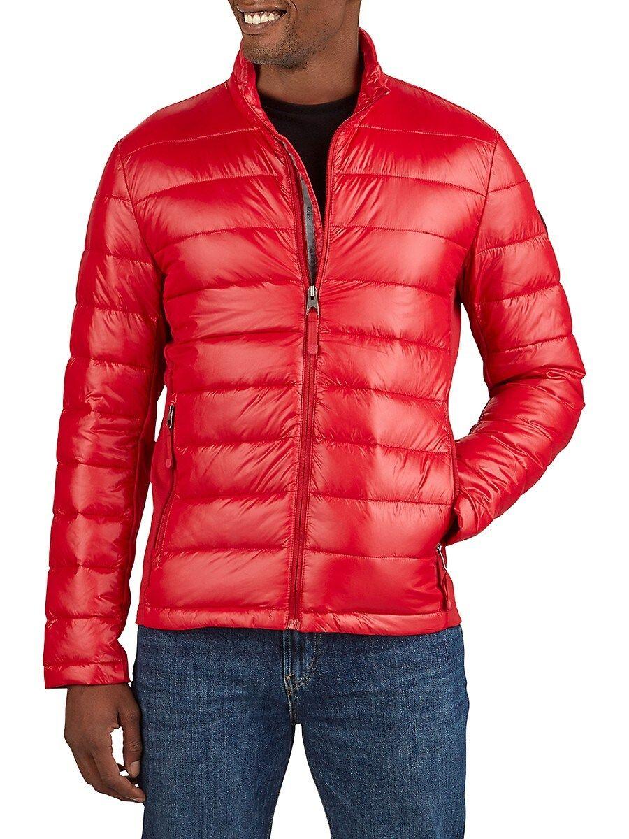 Guess Packable Puffer Jacket in Red for Men | Lyst