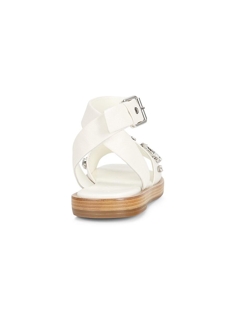 Phillip Lim Rhinestone Leather Flat Sandals in Black Lyst UK