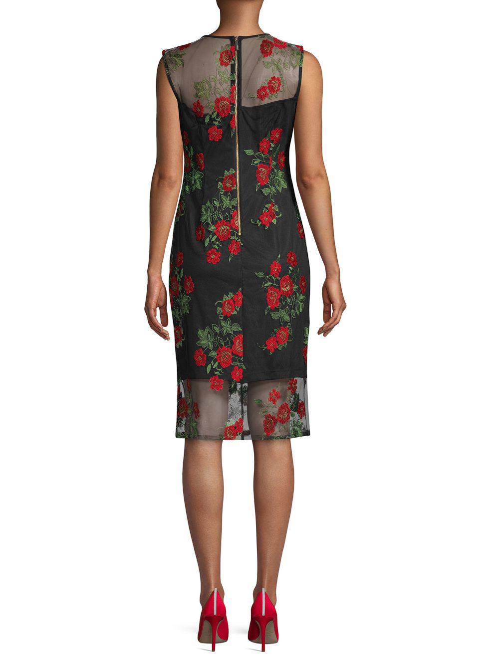 Calvin Klein Black Dress With Red Flowers new Zealand, SAVE 32 