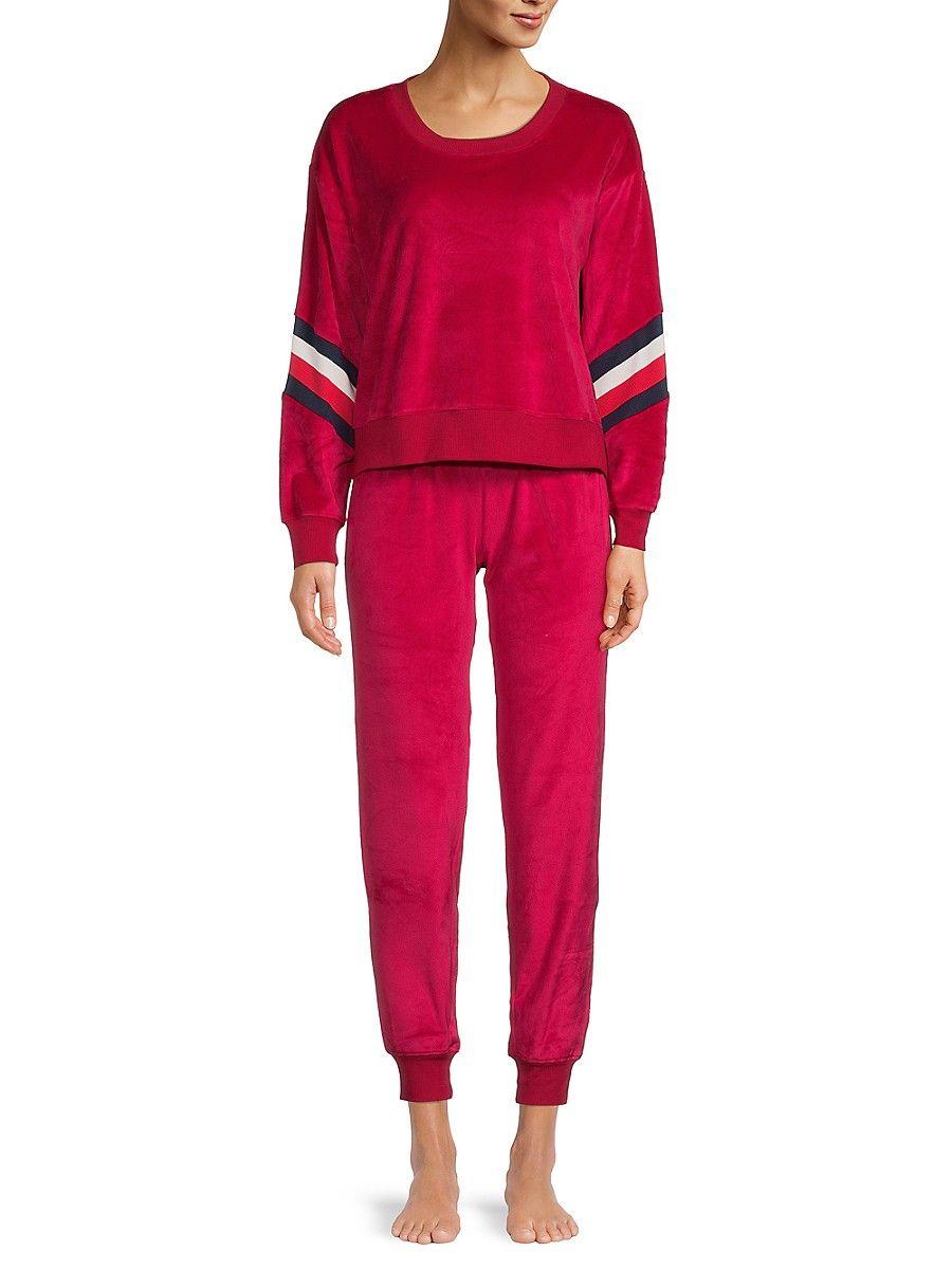 Tommy Hilfiger 2-piece Velour jogger Set in Red | Lyst