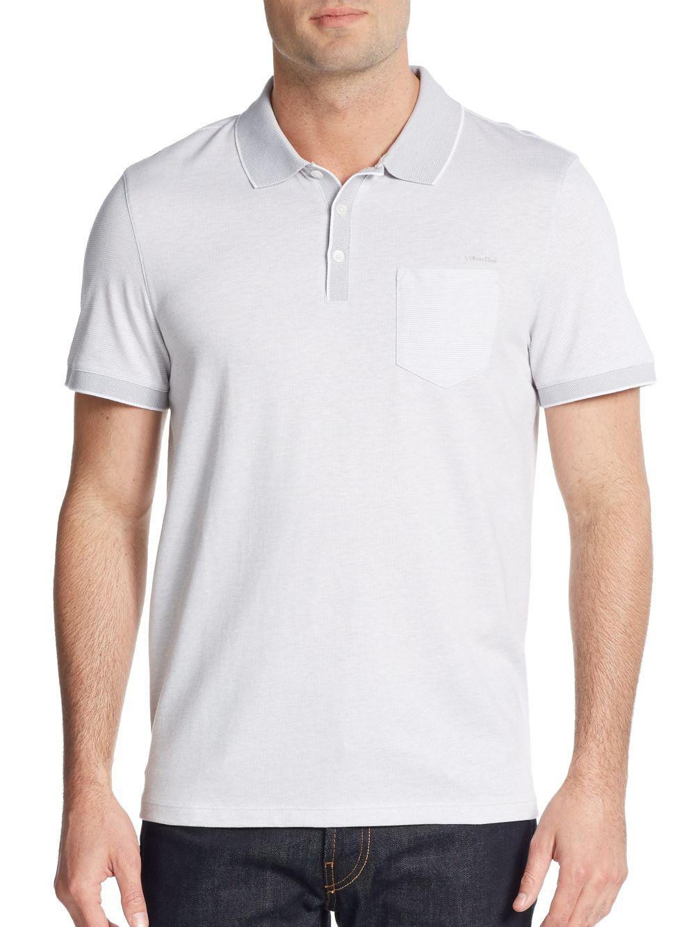 Download Calvin Klein Cotton Jersey Pocket Polo Shirt in White for ...