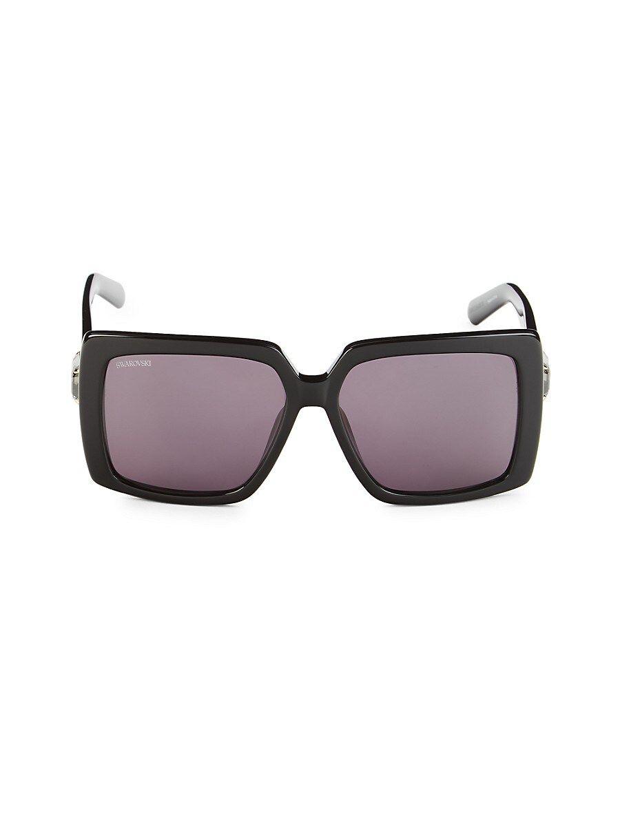 Swarovski 56mm Crystal Rectangle Sunglasses in Black | Lyst