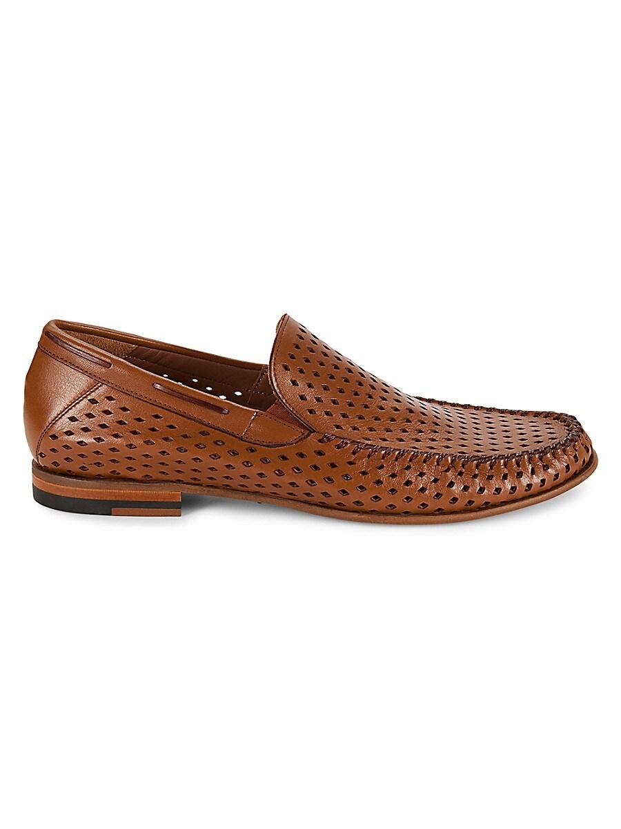 Mezlan Perforated Leather Slip On Shoes in Brown for Men Lyst UK