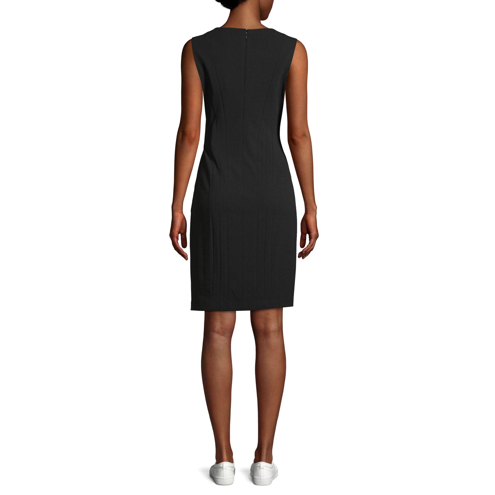 Calvin Klein Split-neck Sheath Dress in Black | Lyst