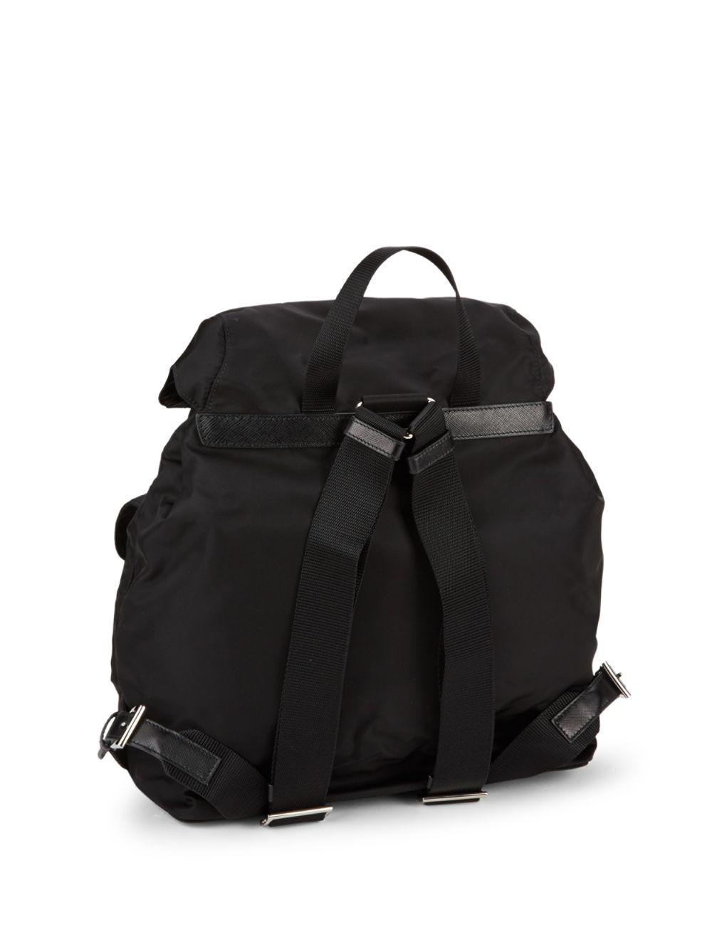 Prada Zaino Leather Backpack in Black - Lyst