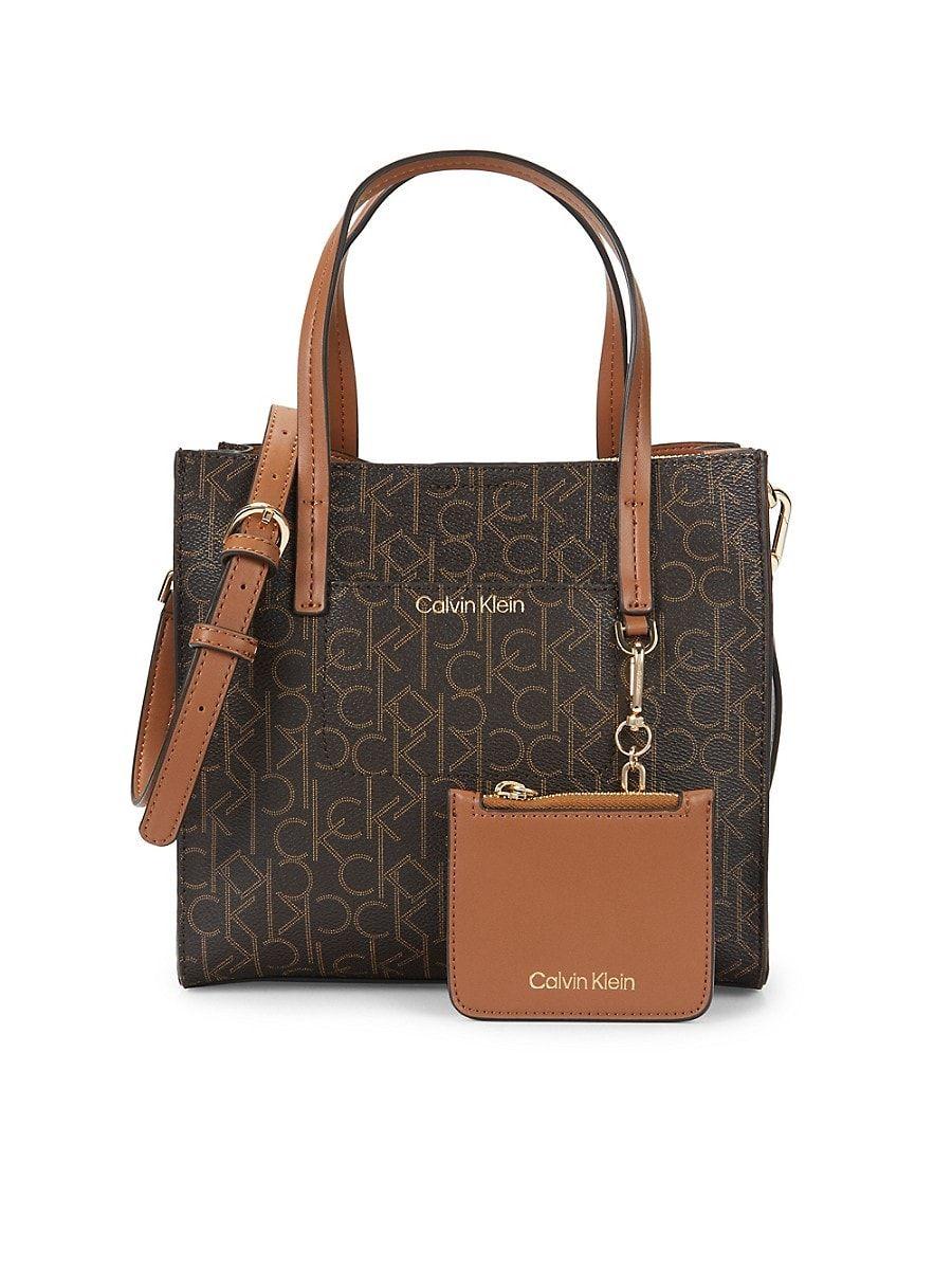 Calvin Klein Anya Logo Leather Crossbody Bag in Brown Lyst
