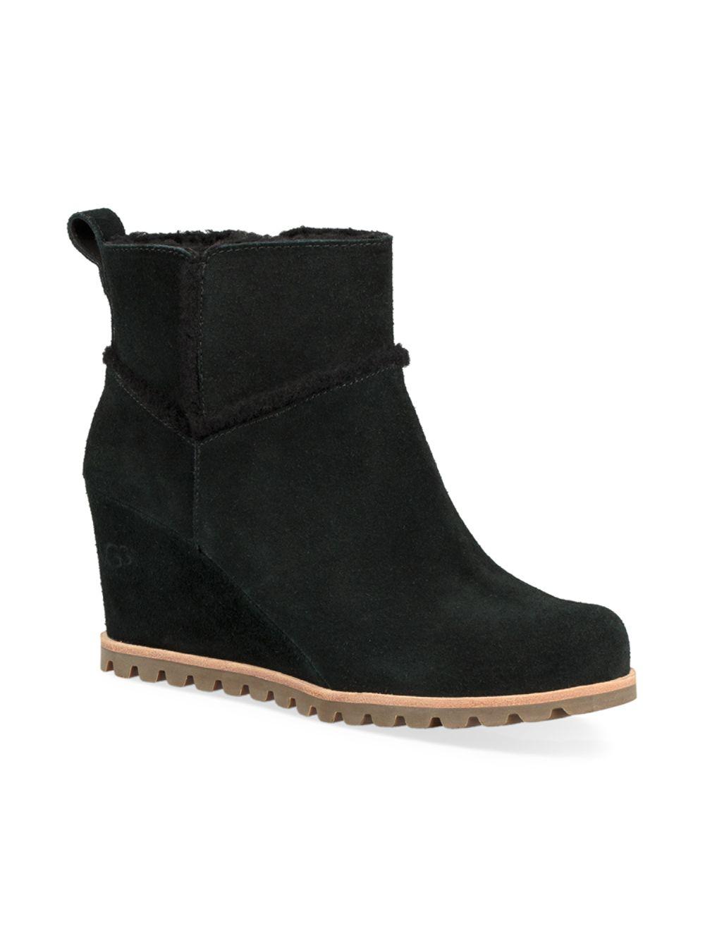 UGG Marte Suede Wedge Boots in Black | Lyst