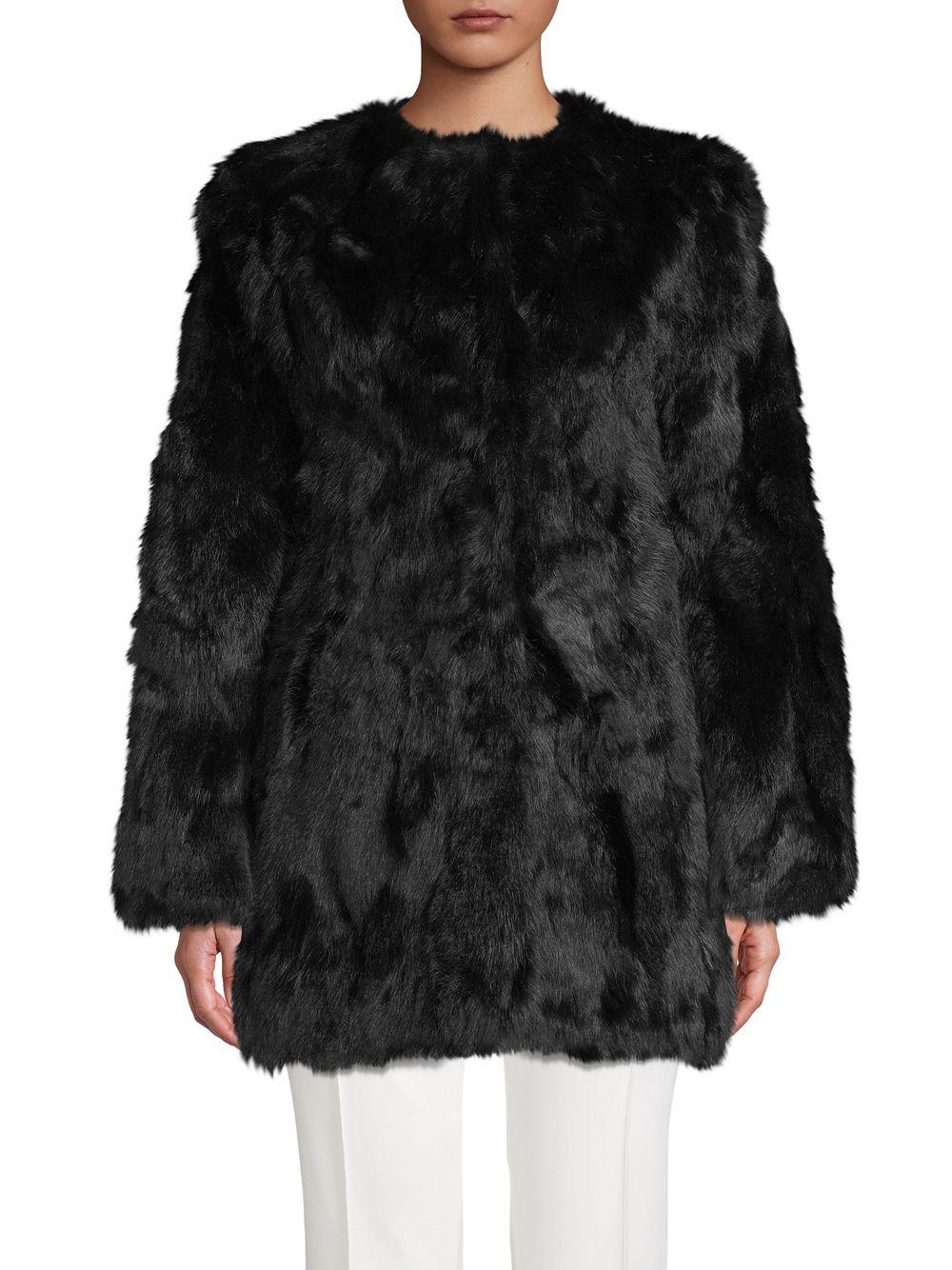 Adrienne Landau Rabbit Fur Coat in Merlot (Black) - Lyst