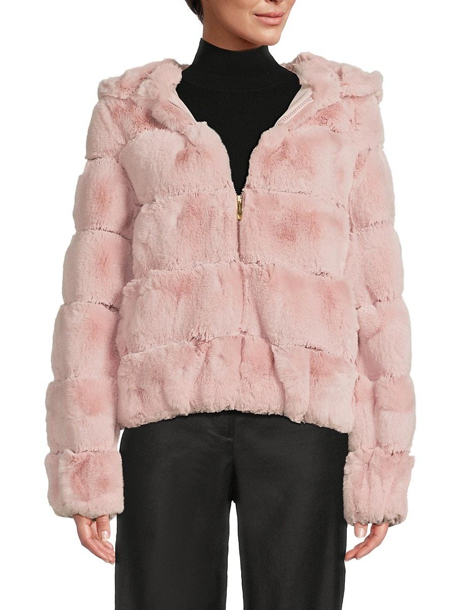BCBGMAXAZRIA Missy Faux Fur Hooded Jacket in Pink | Lyst