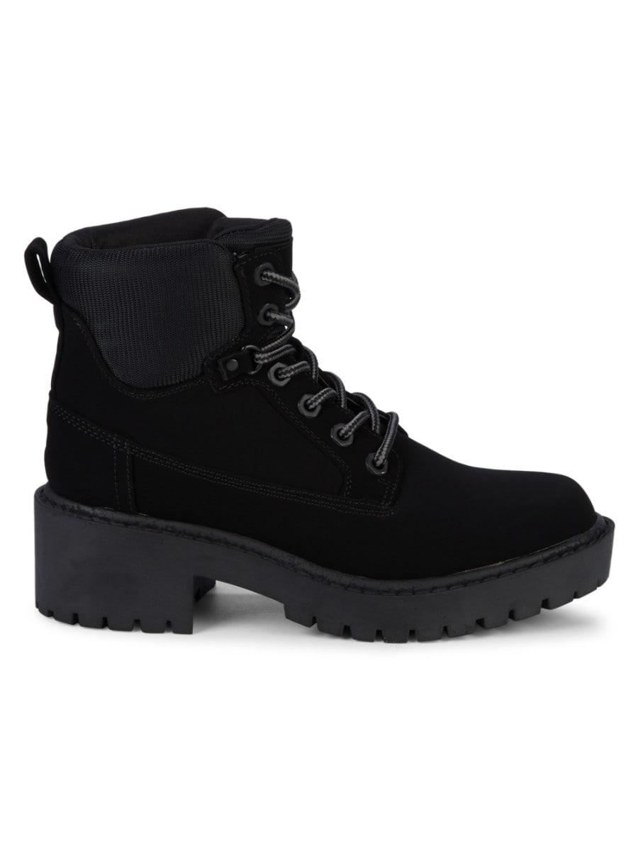 Kendall + Kylie Faux Suede Combat Boots in Black | Lyst