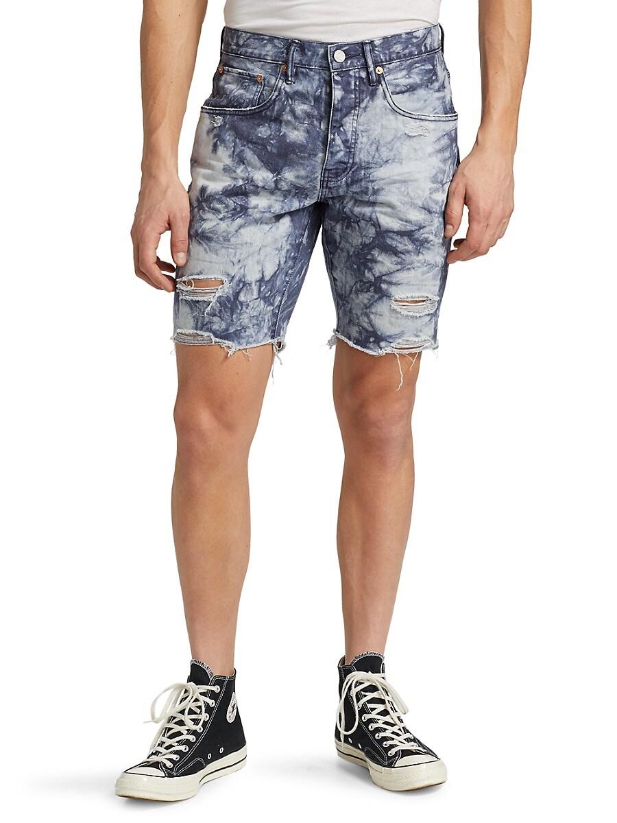 Tie-dye Distressed Denim Shorts 