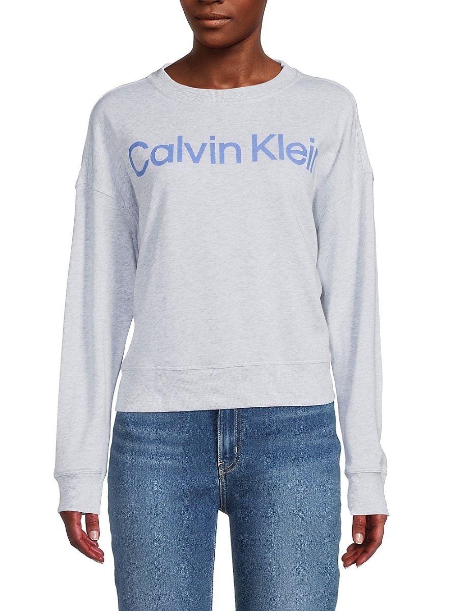 Calvin Klein Logo Dropped Shoulder Sweatshirt in Purple | Lyst