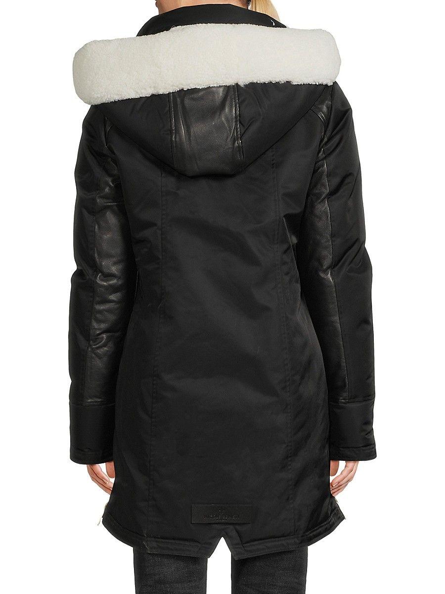 Nicole Benisti Chelsea Shearling Trim Hooded Down Jacket in