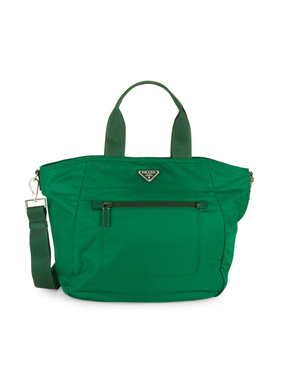 Prada Nylon Two-way Tote Bag in Green | Lyst