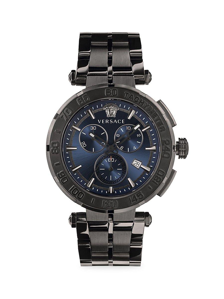 Versace 45mm Black Stainless Steel Chronograph Watch for Men Lyst