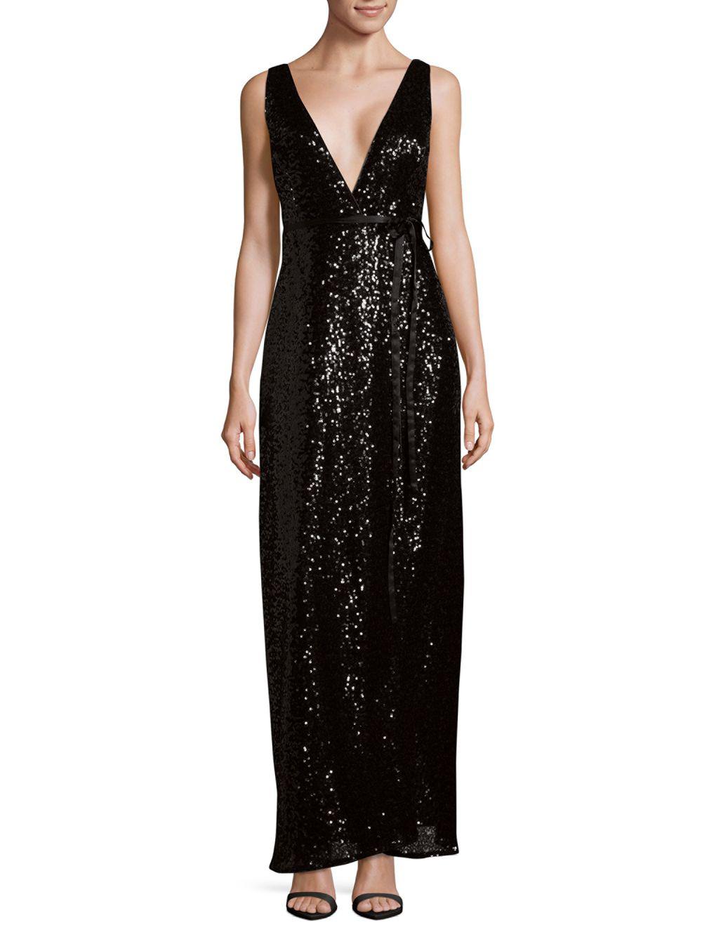 aidan mattox sequin plunge gown