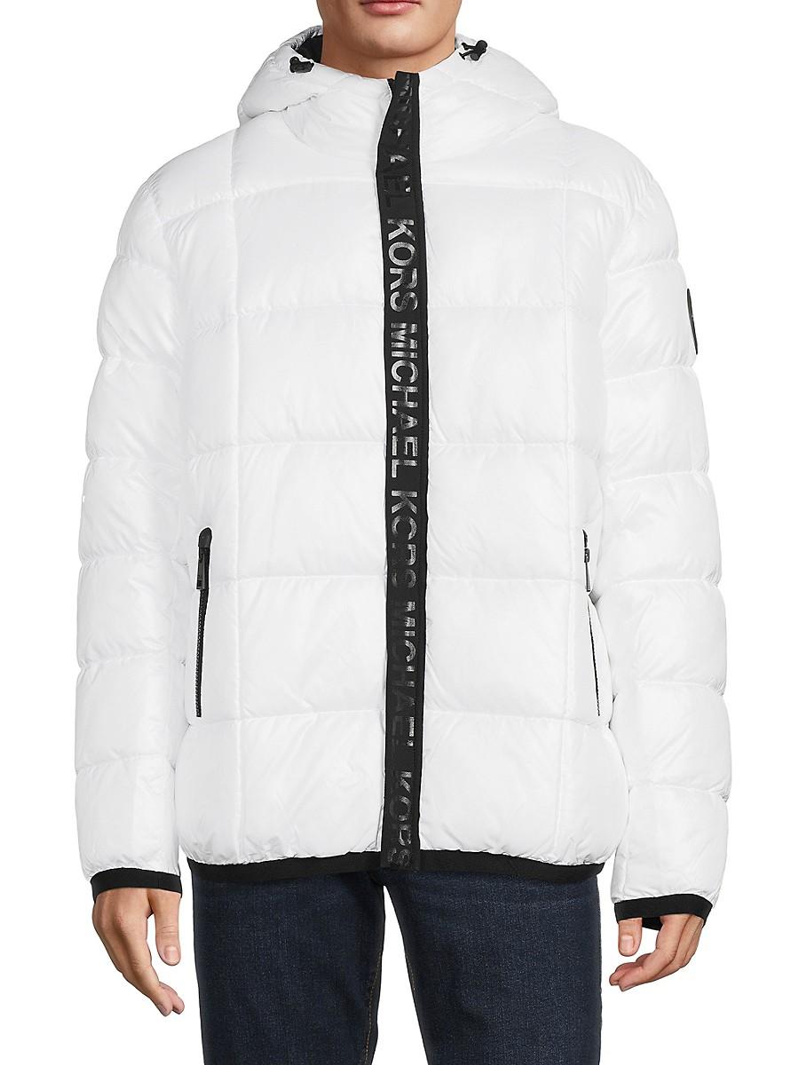 Michael Kors Ripstop Hooded Puffer Jacket in White for Men | Lyst UK