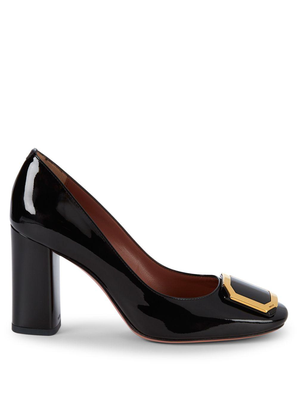 Bally Patent Leather Block Heel Pumps in Black - Lyst