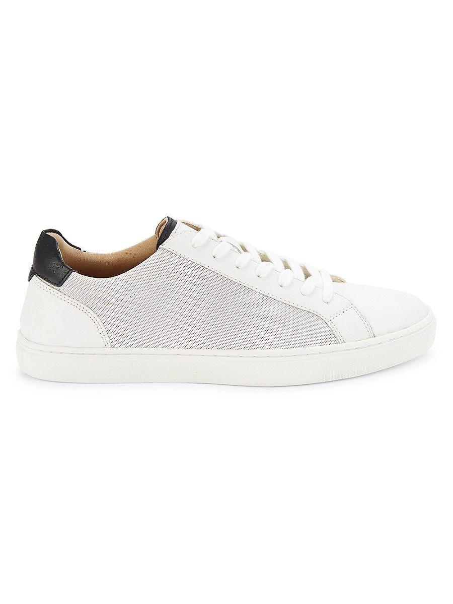 Steve Madden Textured Trim Leather Sneakers in White for Men Lyst