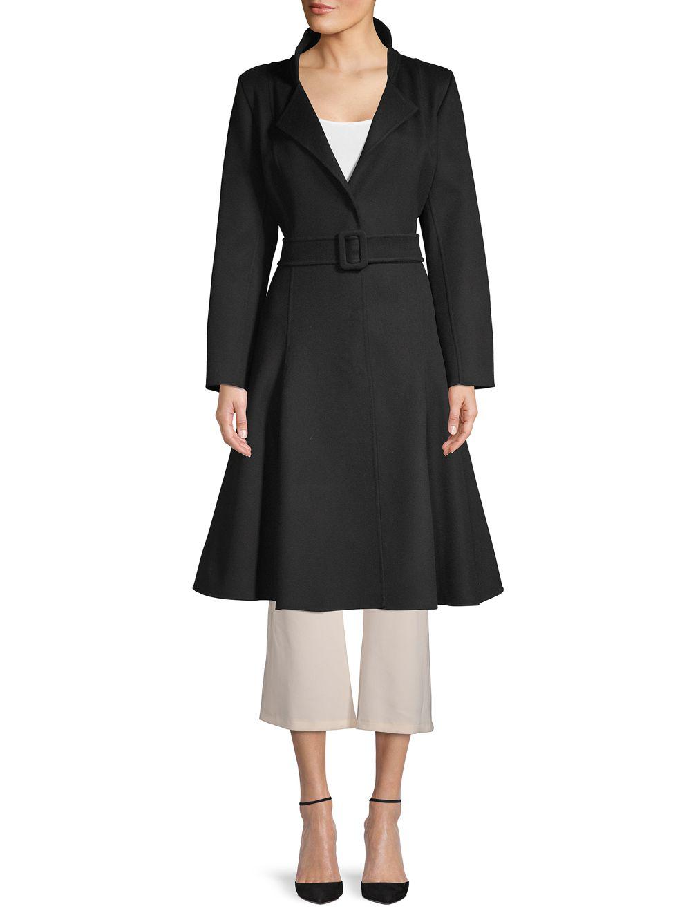 Oscar de la Renta Belted Wool & Cashmere Coat in Black - Lyst