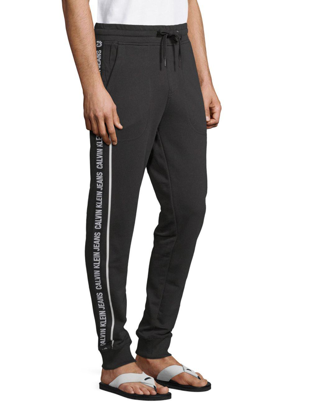 Tape Calvin | Pants Cotton Black Klein Men in for Lyst Logo Jogger