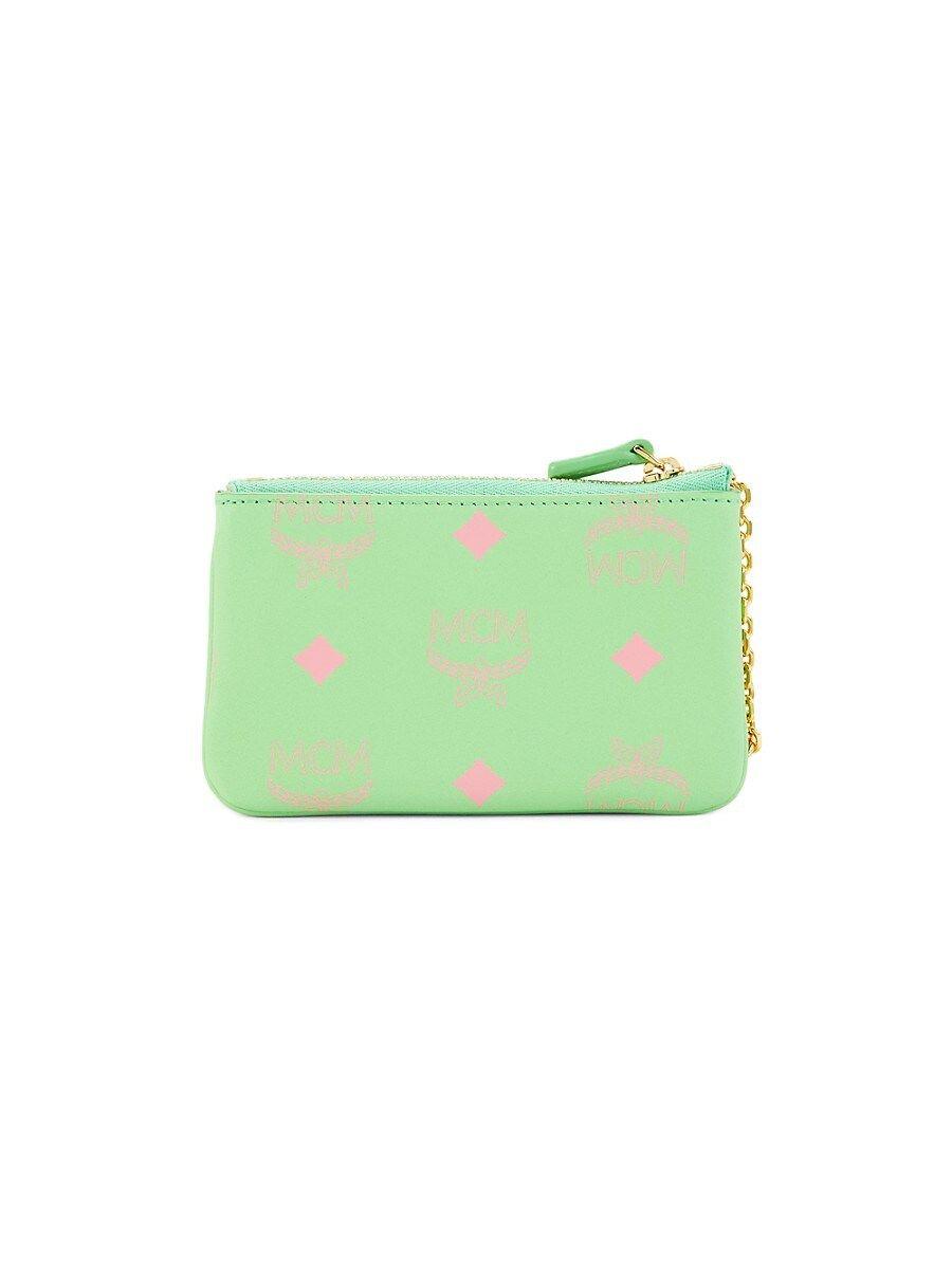 Shop MCM Mini Leather Zip Wallet With Key Ring