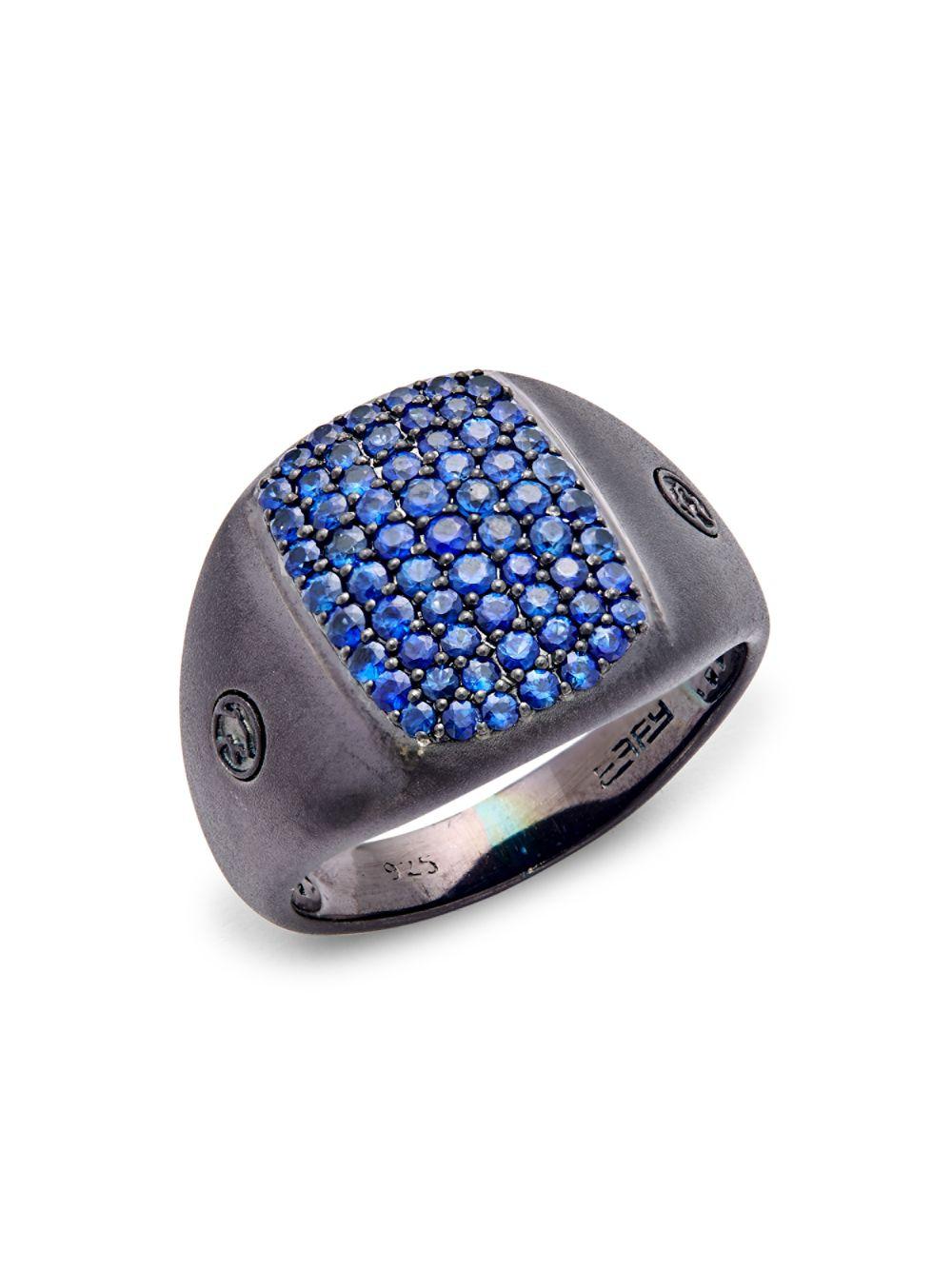 Effy Black Rhodiumplated Sterling Silver & Blue Sapphire Ring in