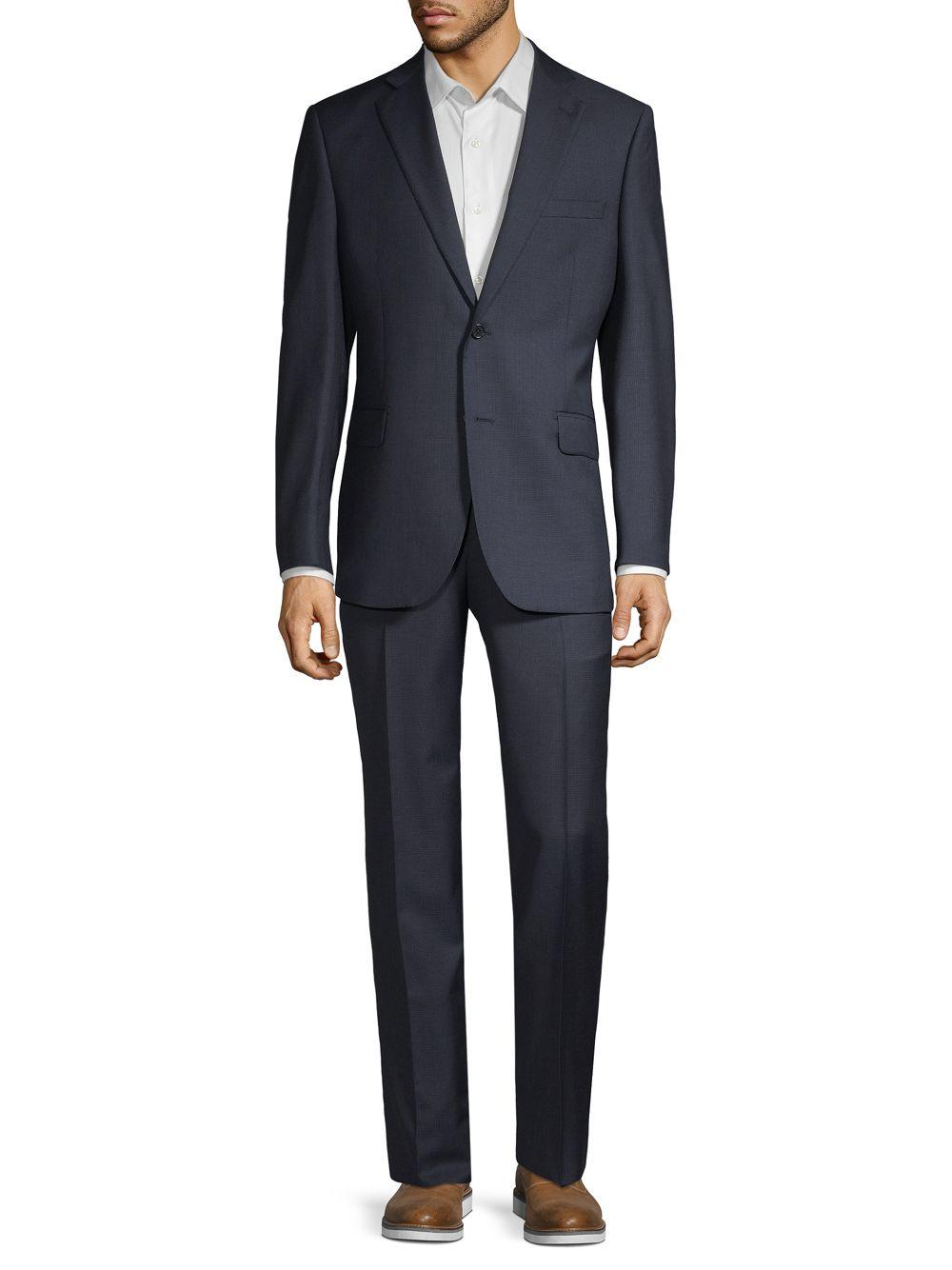 Saks Fifth Avenue Classic-fit Wool Suit in Black for Men ...