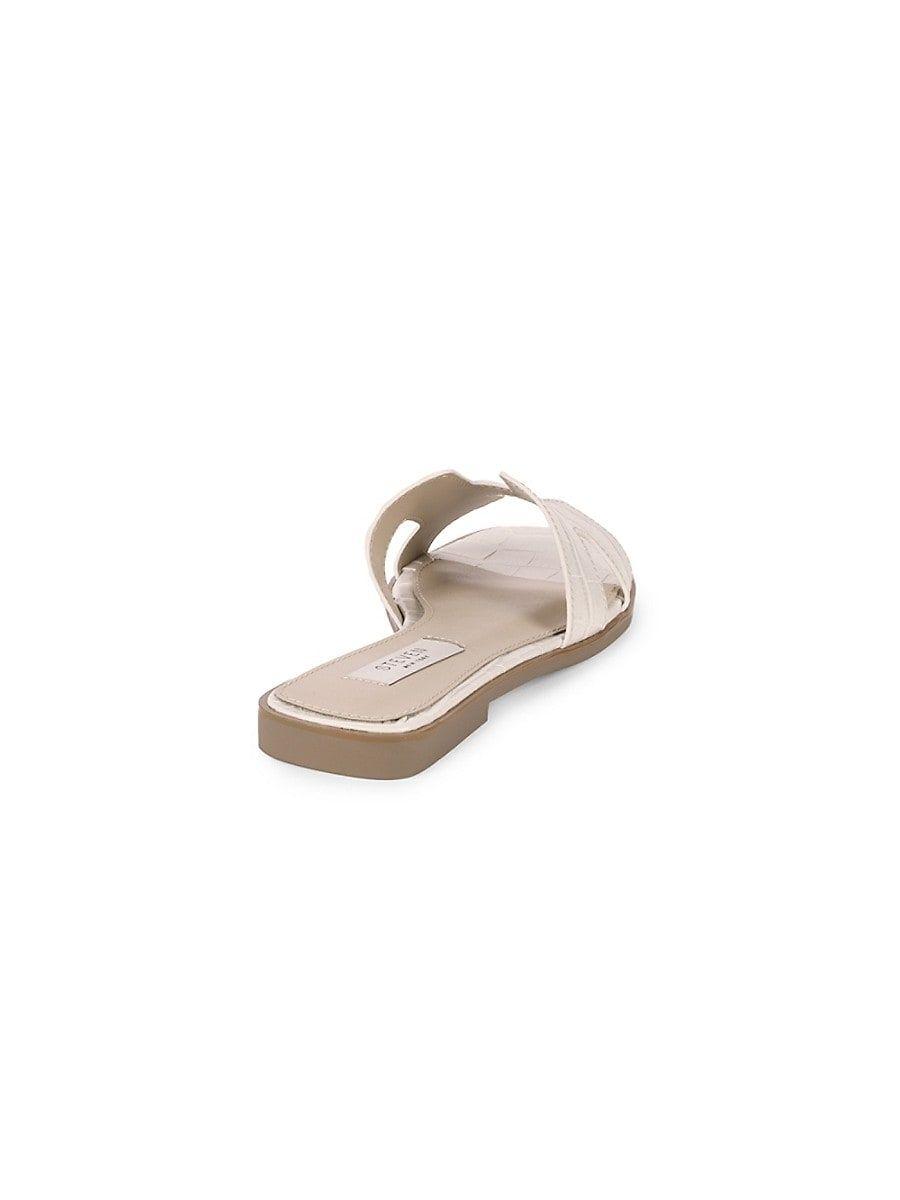 Steven by Steve Madden Hunnie Croc-embossed Slides in White | Lyst