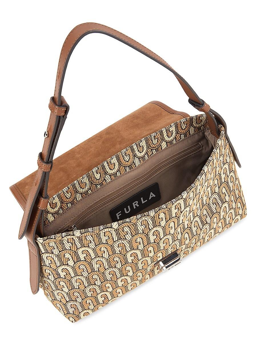Furla Logo Print Shoulder Bag in White | Lyst
