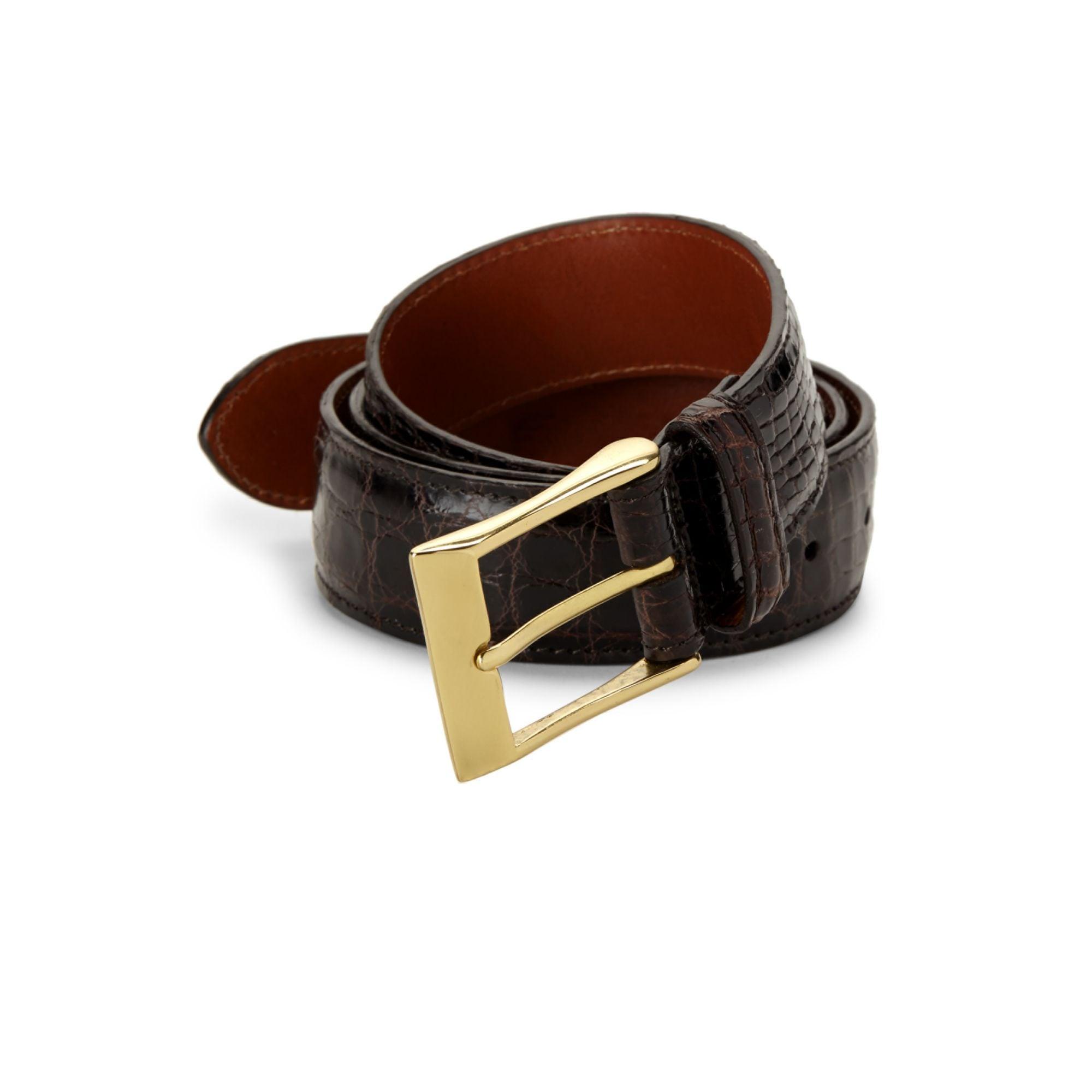 Saks Fifth Avenue Crocodile Leather Belt in Dark Brown (Brown) for Men - Save 29% - Lyst